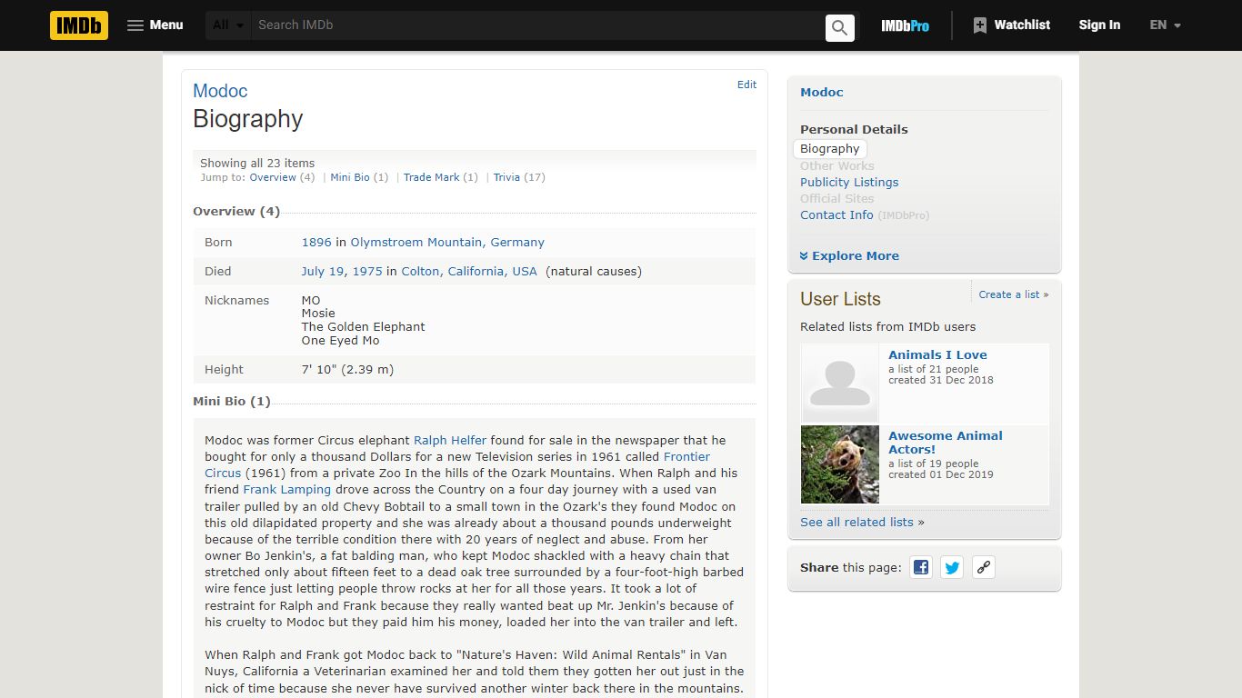 Modoc - Biography - IMDb